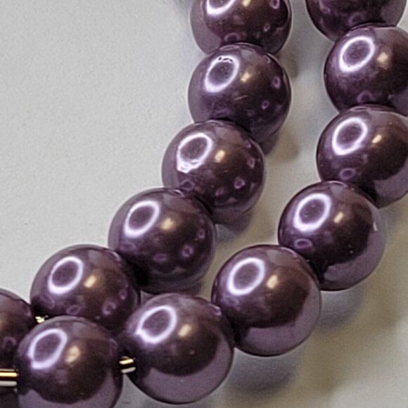 Purple Pearl Hoop Earrings - Picture 3 of 4